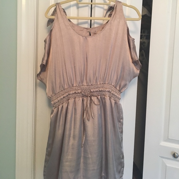 Cold Shoulder Dress. Champagne color. Size M. - Picture 2 of 5