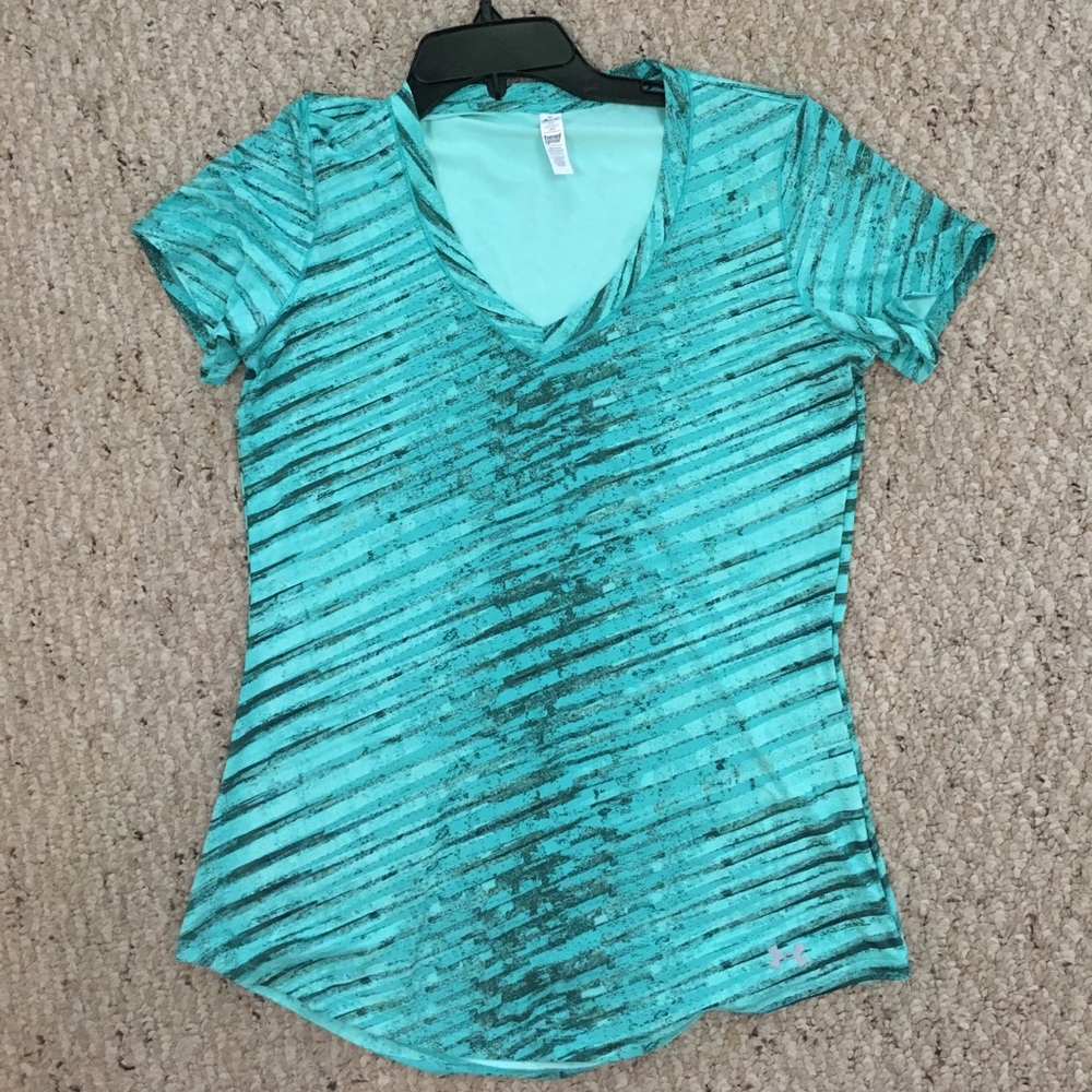 Turquoise and black design under armour shirt