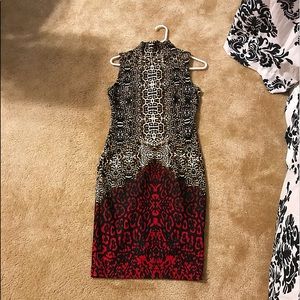 Venus Leopard Print Fade into Red Dress