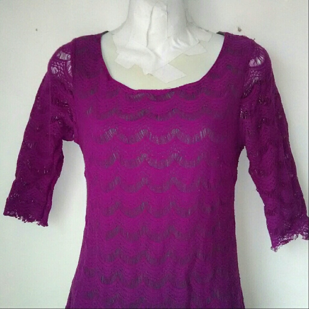 Free People Body Con Purple Lace Dress - Picture 2 of 5