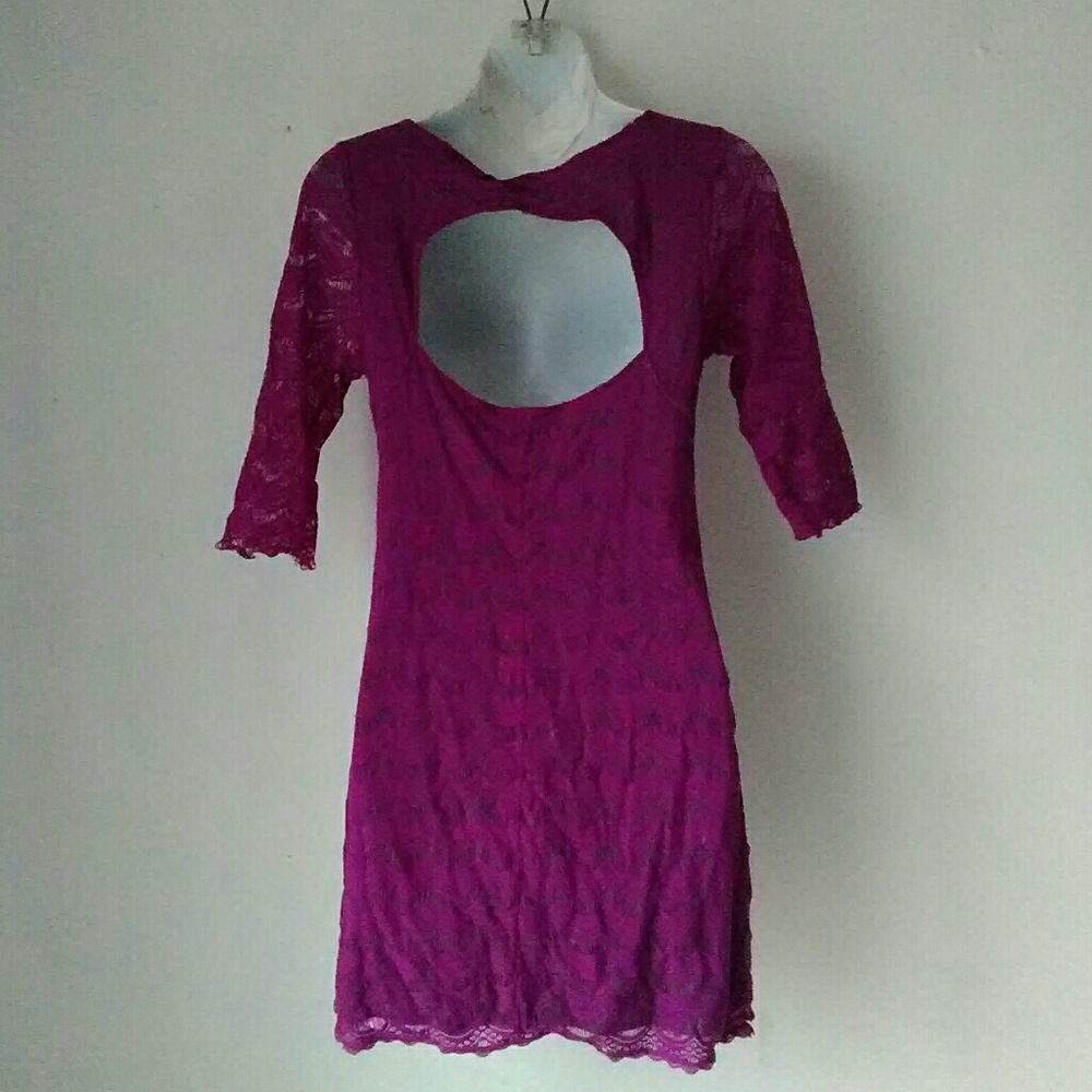 Free People Body Con Purple Lace Dress - Picture 3 of 5