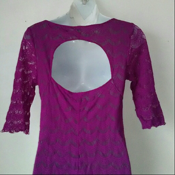 Free People Body Con Purple Lace Dress - Picture 4 of 5