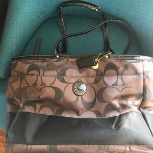 Coach brown logo diaper bag