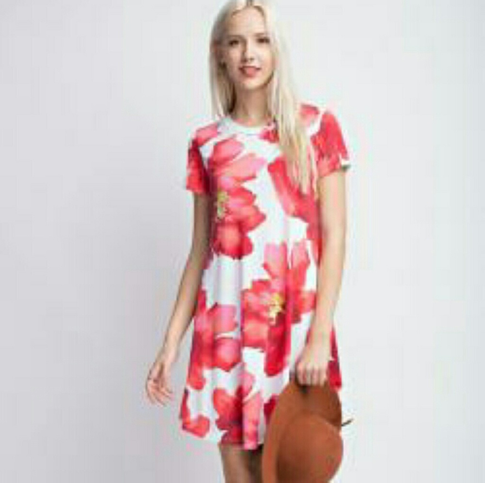 Floral Print Short Sleeve Dress