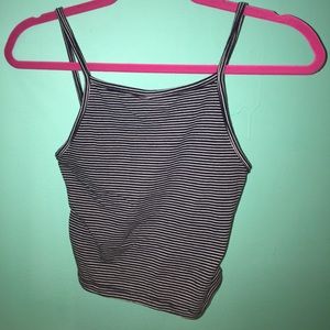 Brandy White and blue striped crop top tank