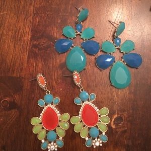 Dangle colorful two pair earring bundle