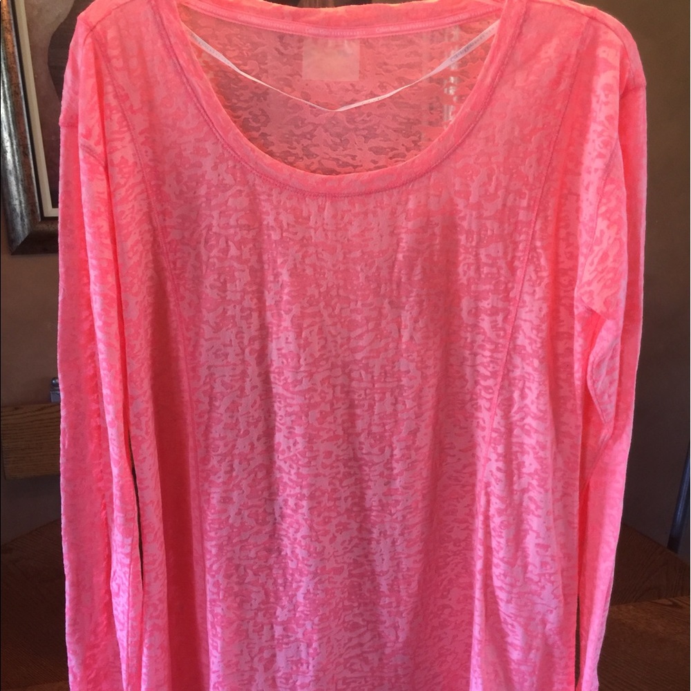 Ladies Sheer Coral Long Sleeve Top