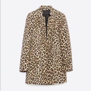Zara Leopard Long Blazer Coat