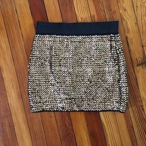 Golden sequin mini skirt