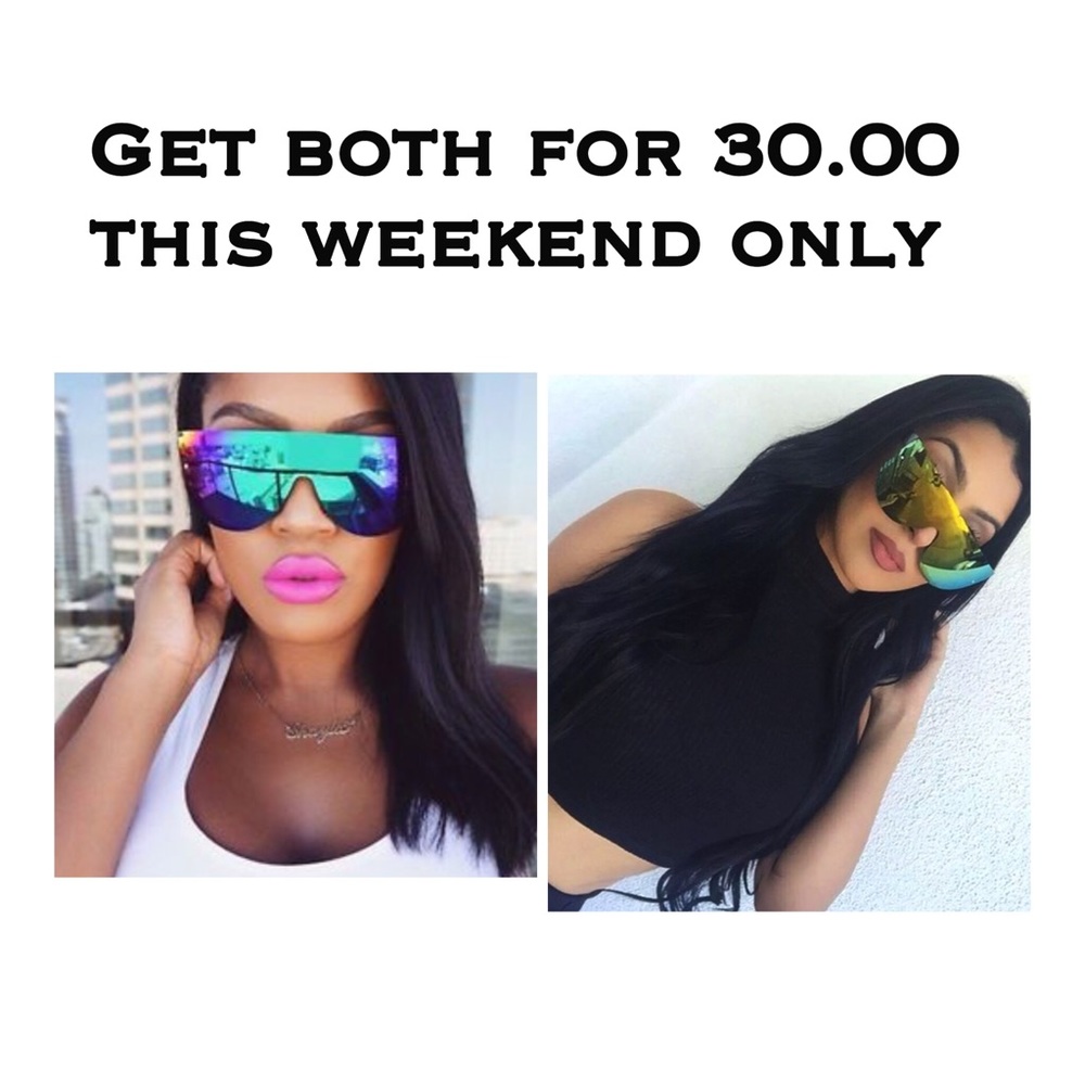👯"Futuristic Babes" Flat Top Mirror Sunnies