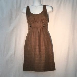 tibi brown linen jumper/scoop neck mini dress