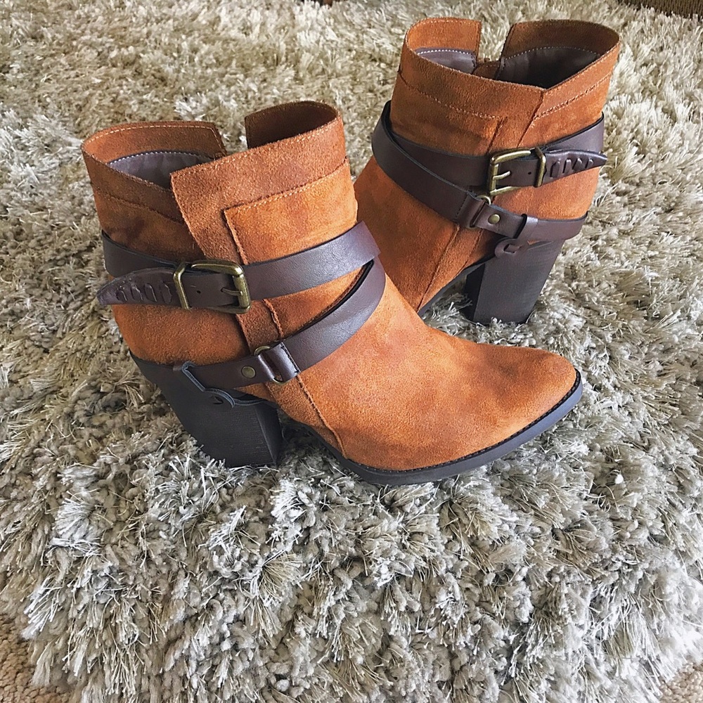 Mossimo Supply strappy faux suede ankle booties