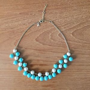 J Crew Turquoise and Pearl Necklace