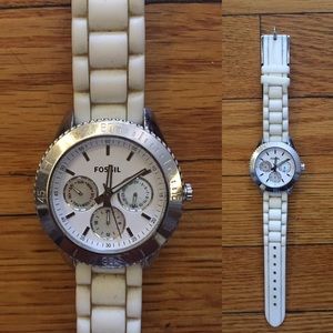 White Fossil watch