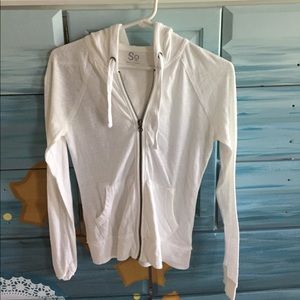 So White Cotton Hooded Zip Up Jacket
