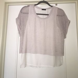 Zara grey & white mesh blouse / shirt