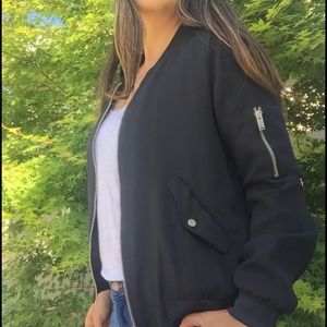 Zara black bomber jacket
