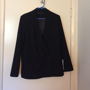 Zara - Black/Dark Navy Blue Blazer - Large