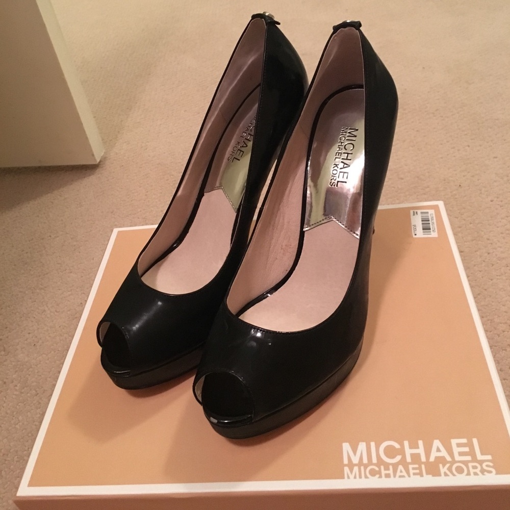 Michael Kors Black Peep Toe Heels