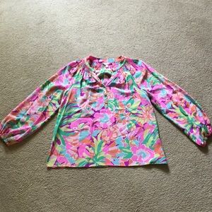 Lilly Pulitzer Elsa Top tropical flamingo floral