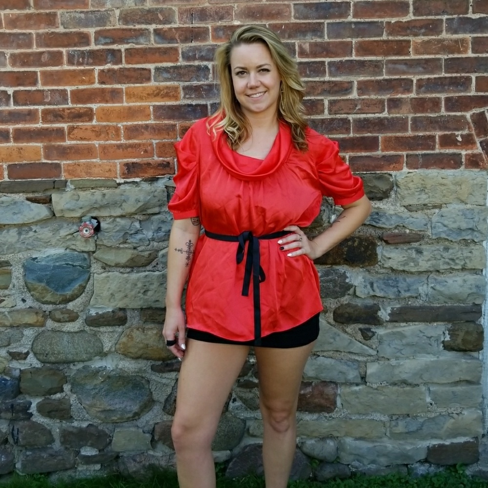 Red Silky Blouse