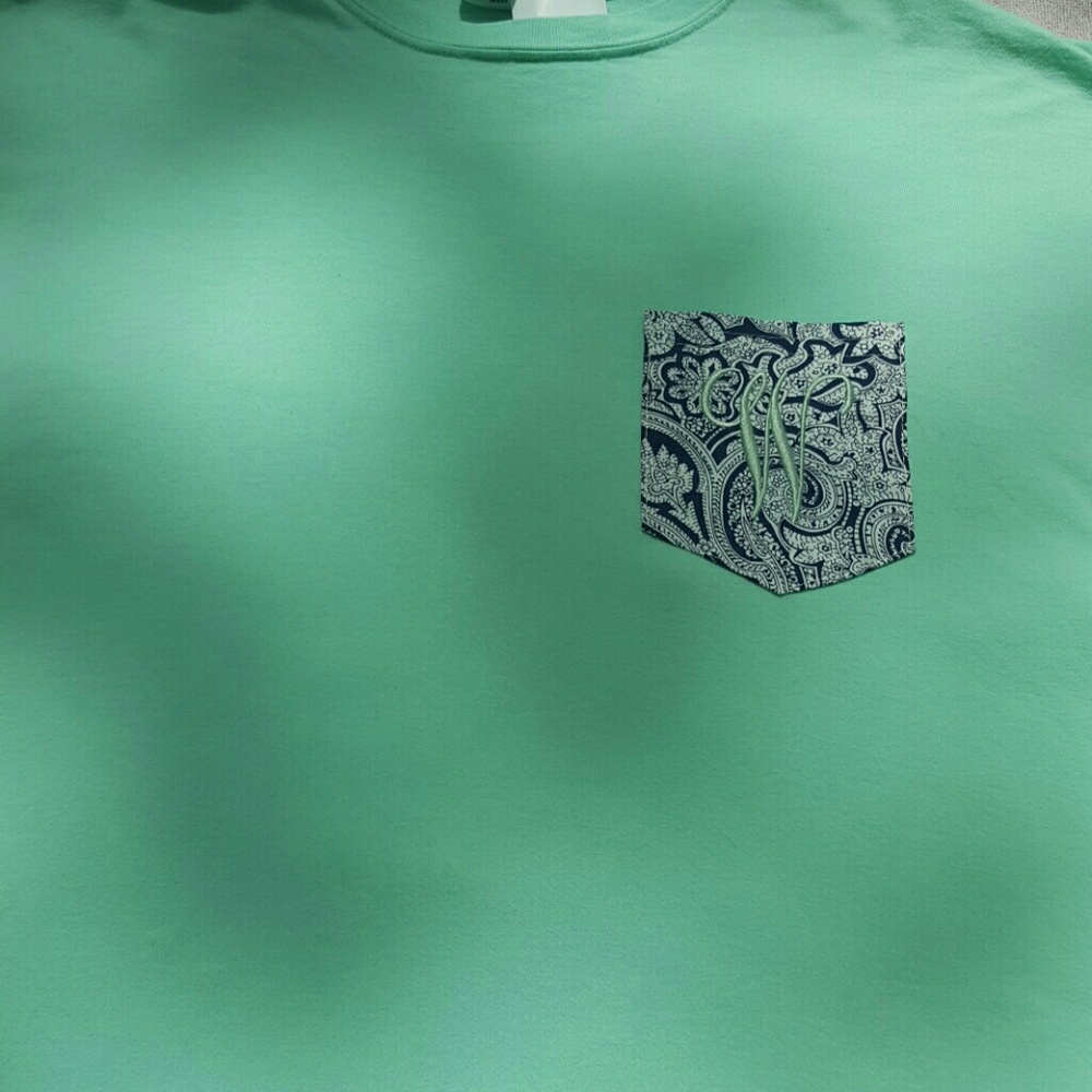 Women's monogram pocket t-shirt. NWT. Mint green.