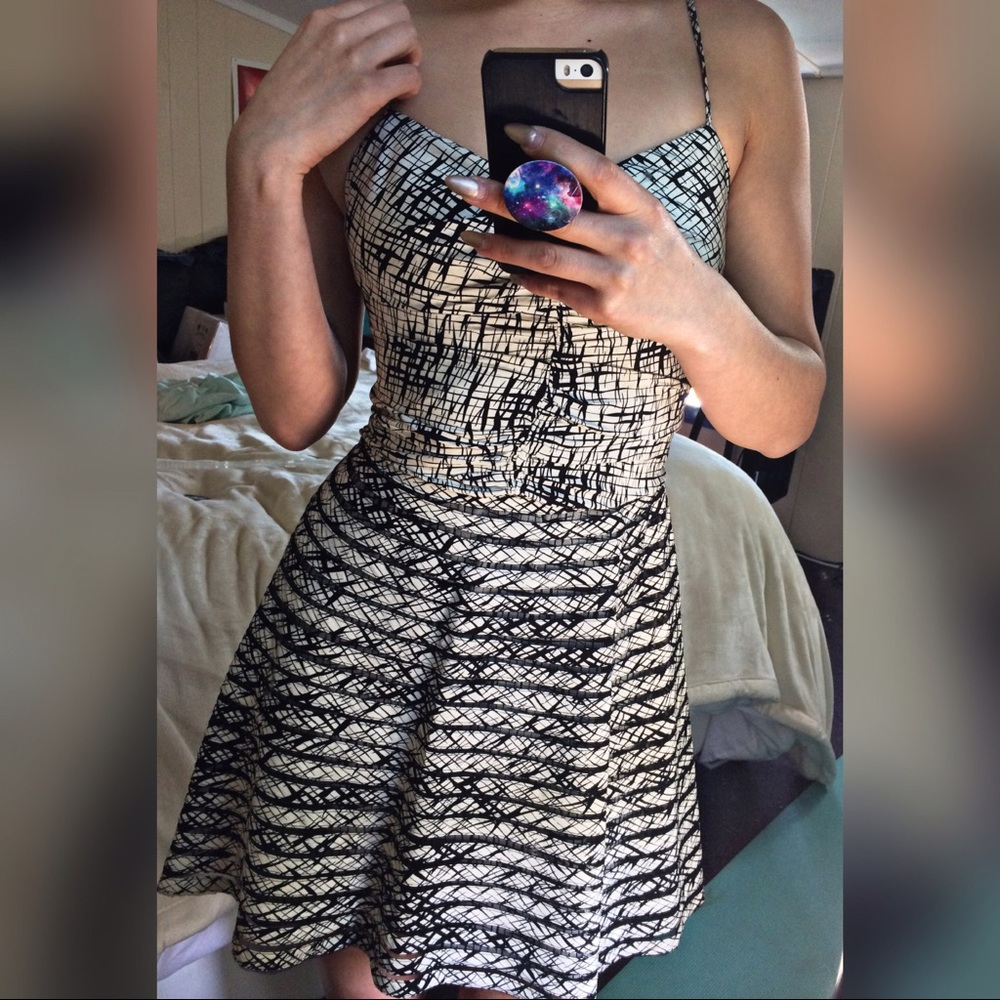 Silk and Mesh Abstract Dress