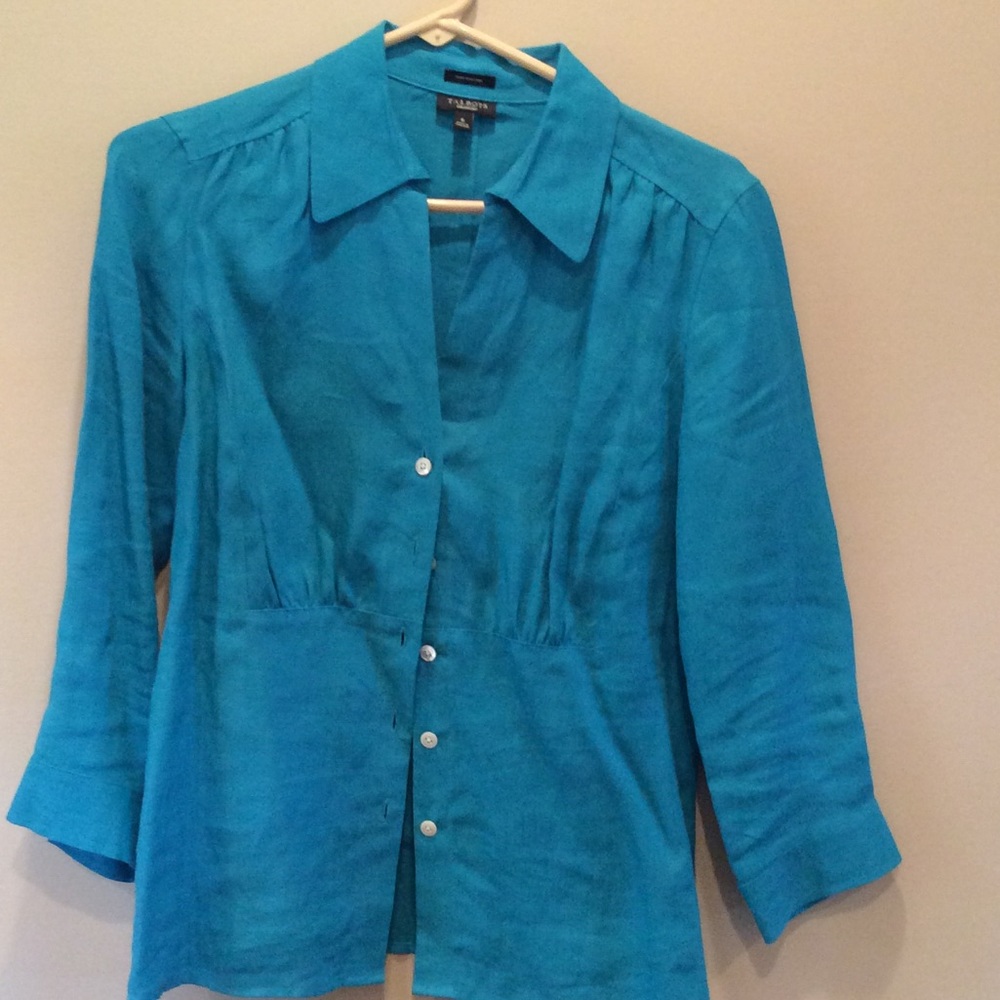Talbots's button front linen blouse
