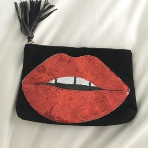 Black/Red/White Lips Clutch
