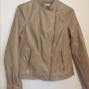 Beige "leather" Calvin Klein Moto Jacket