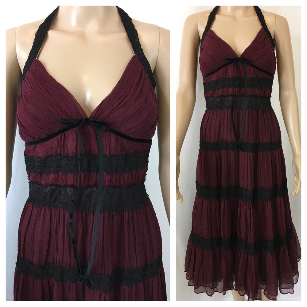 BCBGMAXAZARIA 100% Silk Empire Maxi Dress