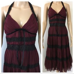 BCBGMAXAZARIA 100% Silk Empire Maxi Dress