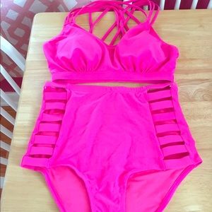 Hot pink plus size bikini