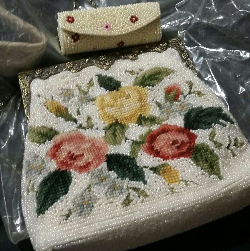 Beaded purse matching lipstick case