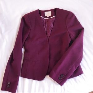 Burgundy Collarless Blazer - Ann Taylor LOFT