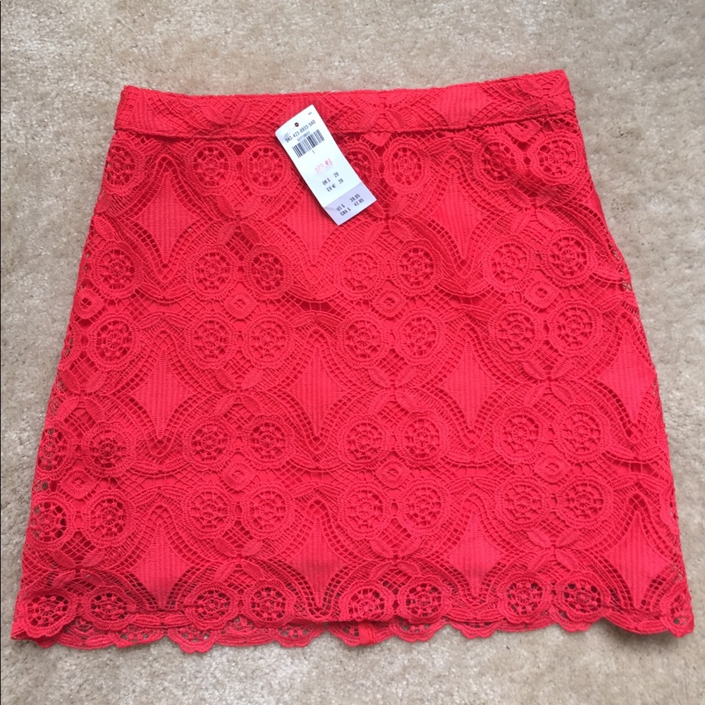 Hollister Coral Crochet Lace Skirt