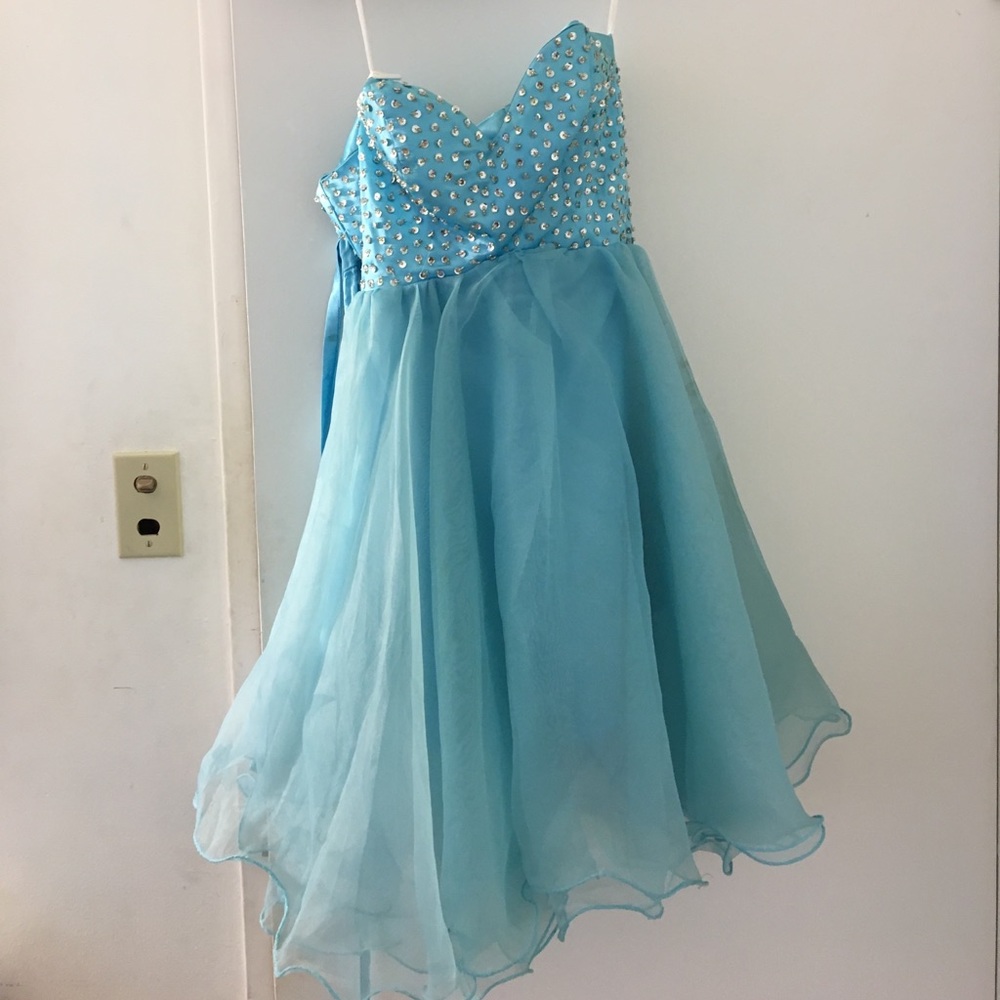 BLUE LACE UP DRESS