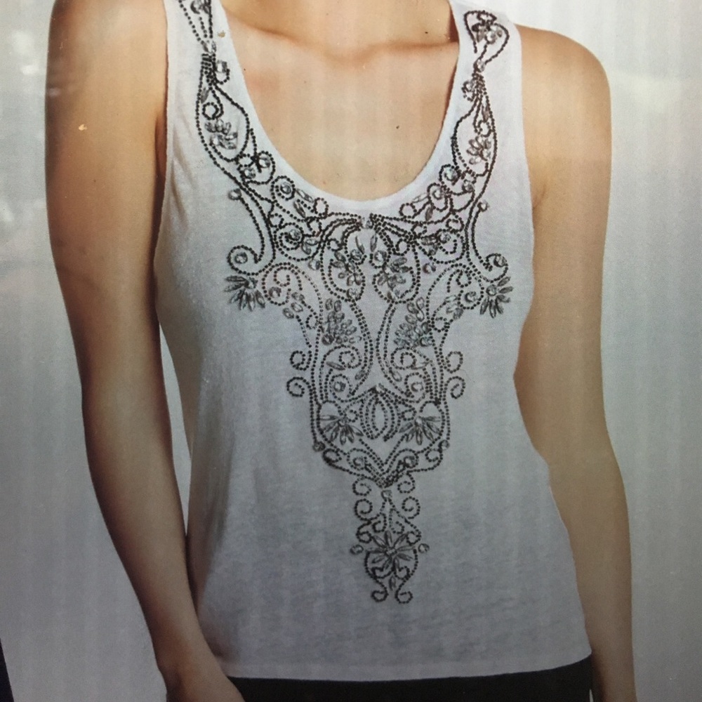 Alice and Olivia Indie Embroidered Linen Tank - M