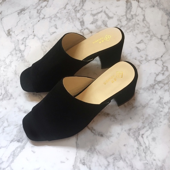 chunky black suede mules - Picture 2 of 4