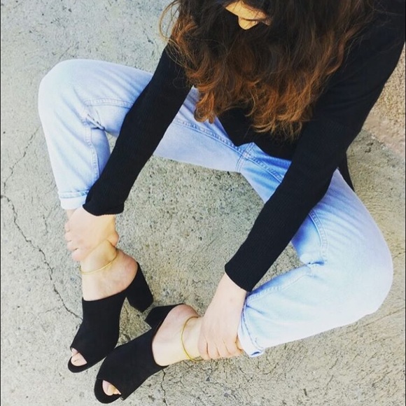 chunky black suede mules - Picture 3 of 4