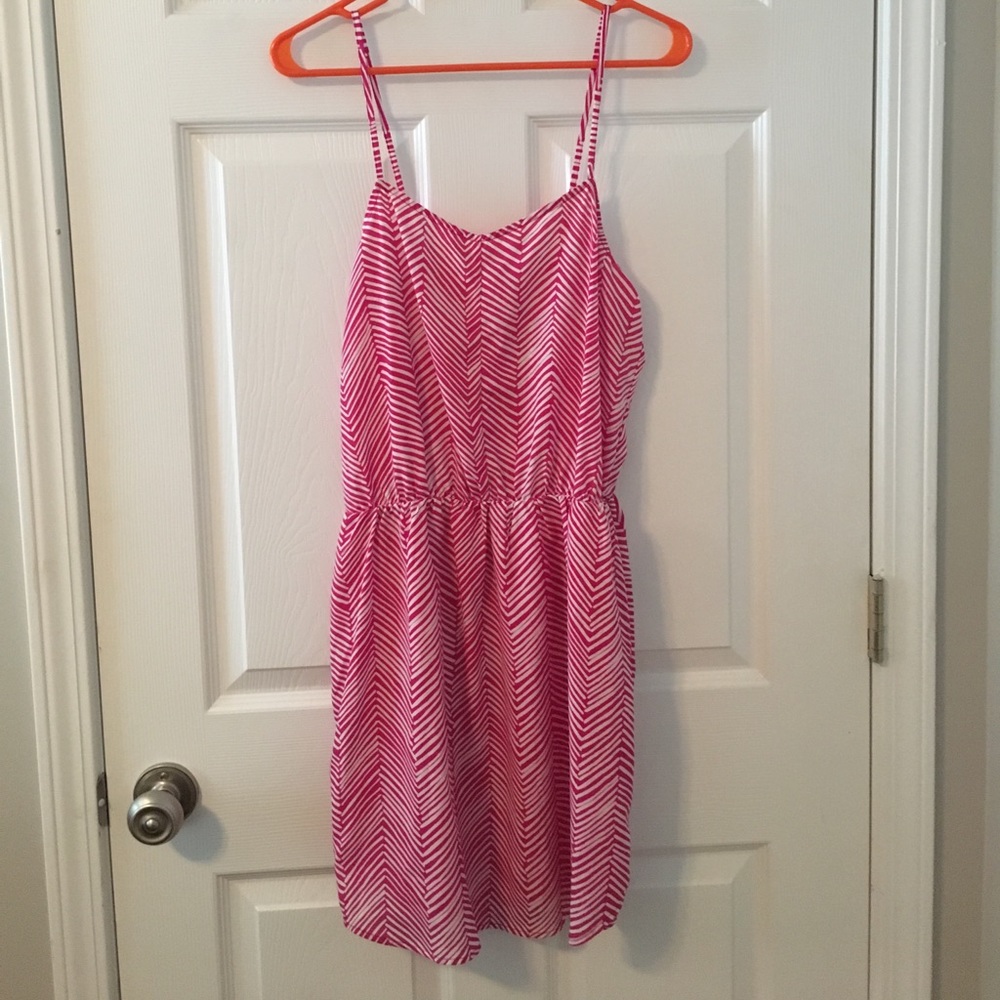 Hot Pink and White Chevron Summer Dress