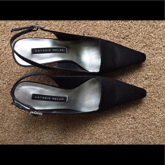 Antonio Melani black satin slingback - Picture 1 of 4