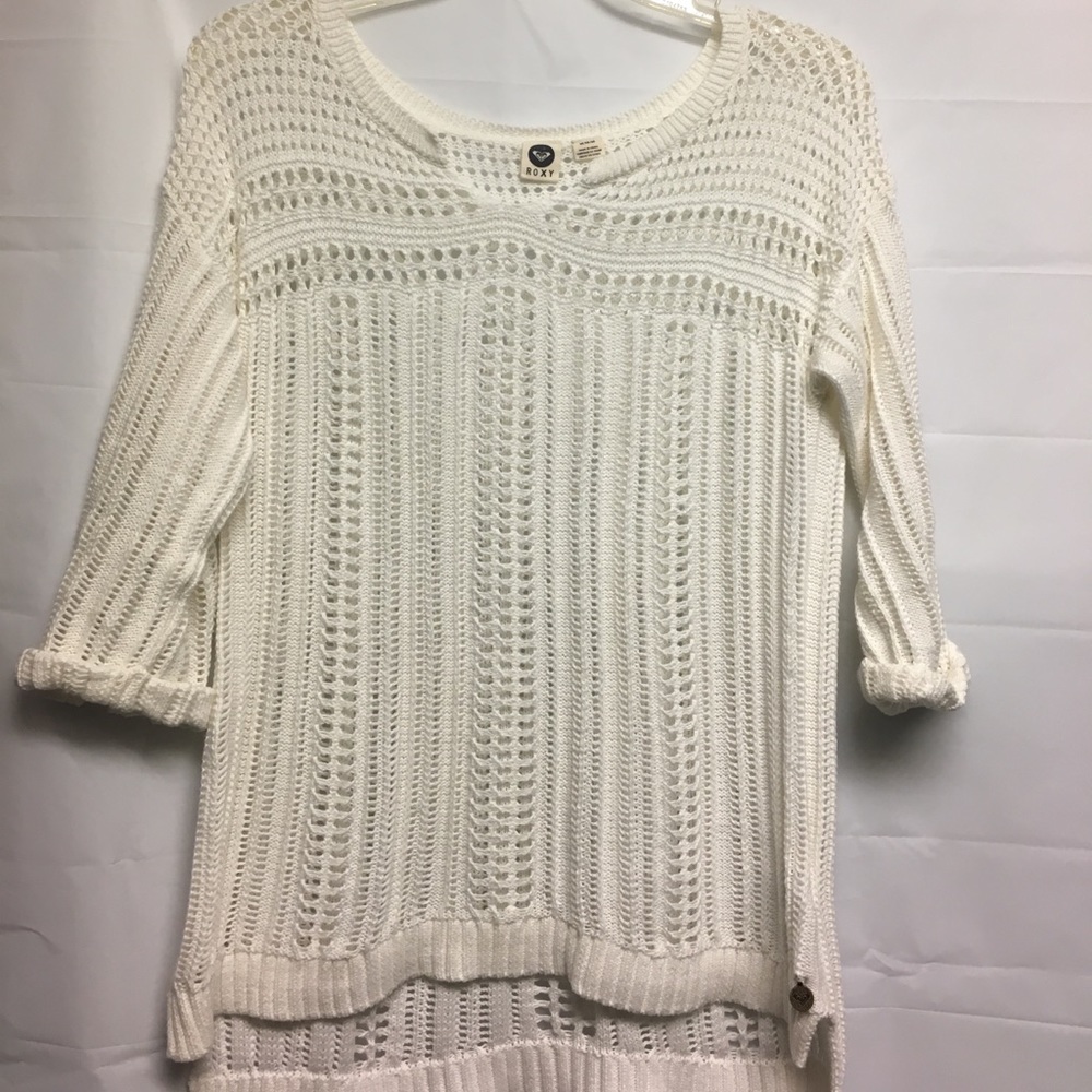 White see through Roxy sweater 3/4 sleeves