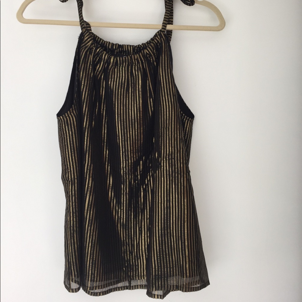 Madewell black and gold sleeveless blouse NWT