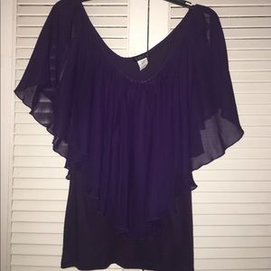 Purple cold-shoulder tank blouse