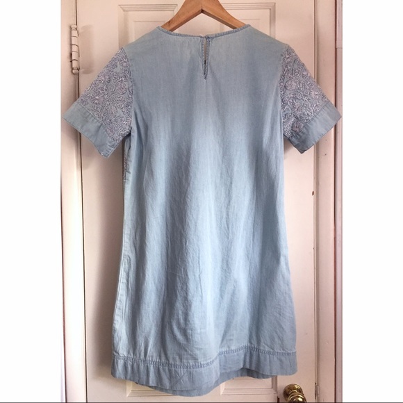 Embroidered Chambray Shift Dress - Picture 3 of 4