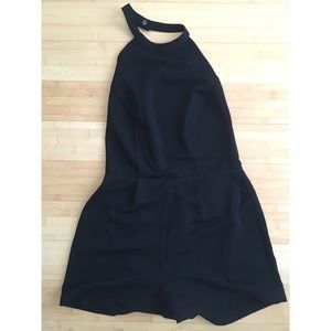 Black open back romper