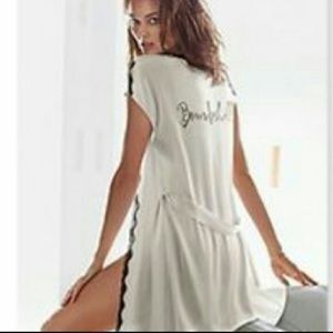 Victoria's Secret black and white silk robe
