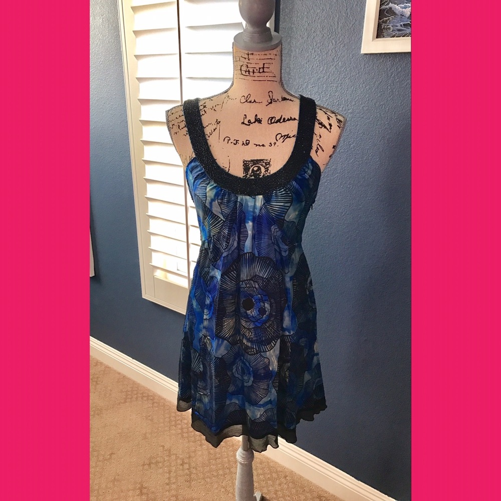 🌟FINAL PRICE🌟Marciano Blue Silk dress Sz Small