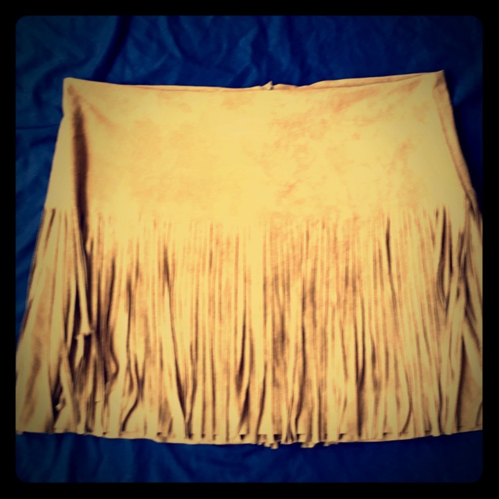 Faux Suede Fringed Mini Skirt